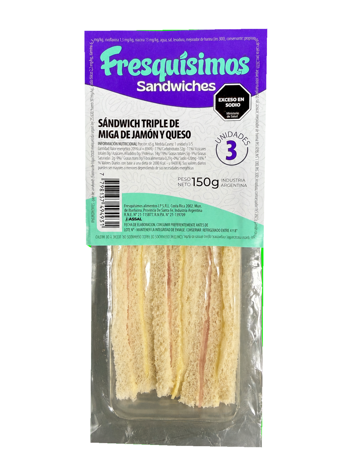 Sándwich triple de miga Fresquísimos
